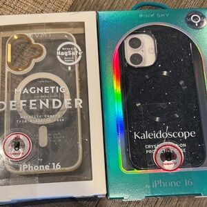 PINK SKY Kaleidoscope Case for iPhone 16 - Black and Gold